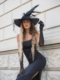Cappello nero con piume (Strega Halloween)