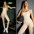 Tuta fitness lunga beige