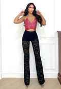 Top maxi strass rosa