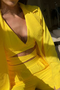 Set tre pezzi camicia top e pantalone giallo