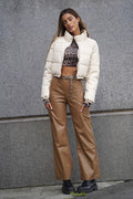 Pantalone cargo in ecopelle nude