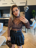 Blusa in velo animalier