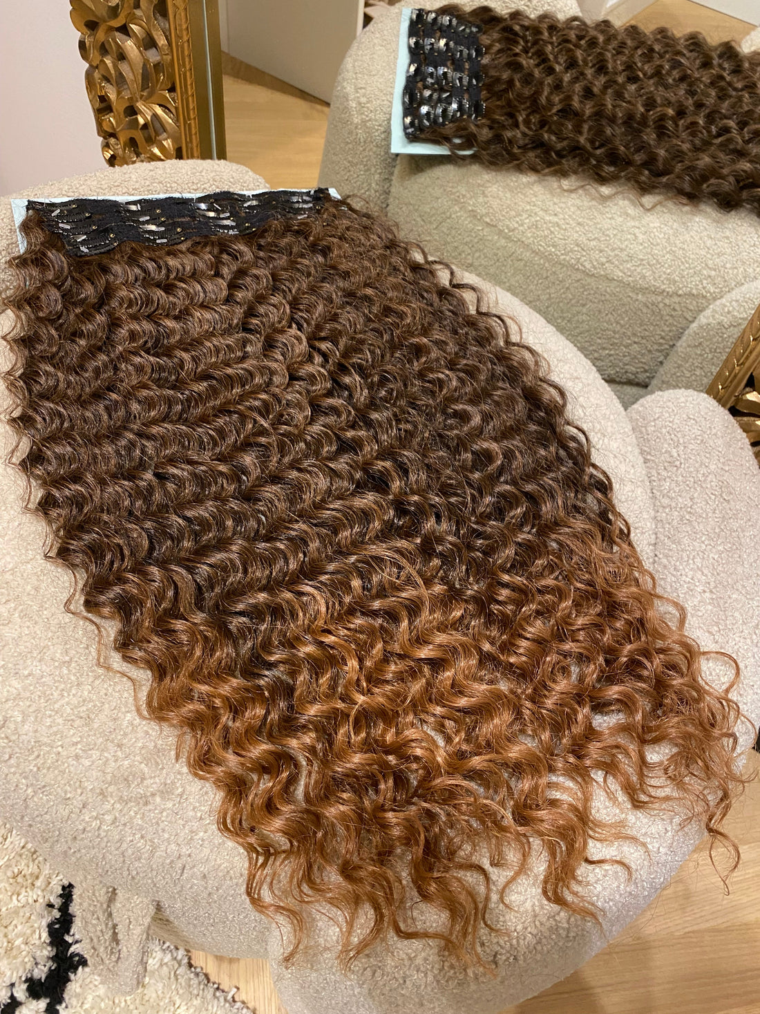 Maxi fascia Riccia con clip castano Degradè T1b/30