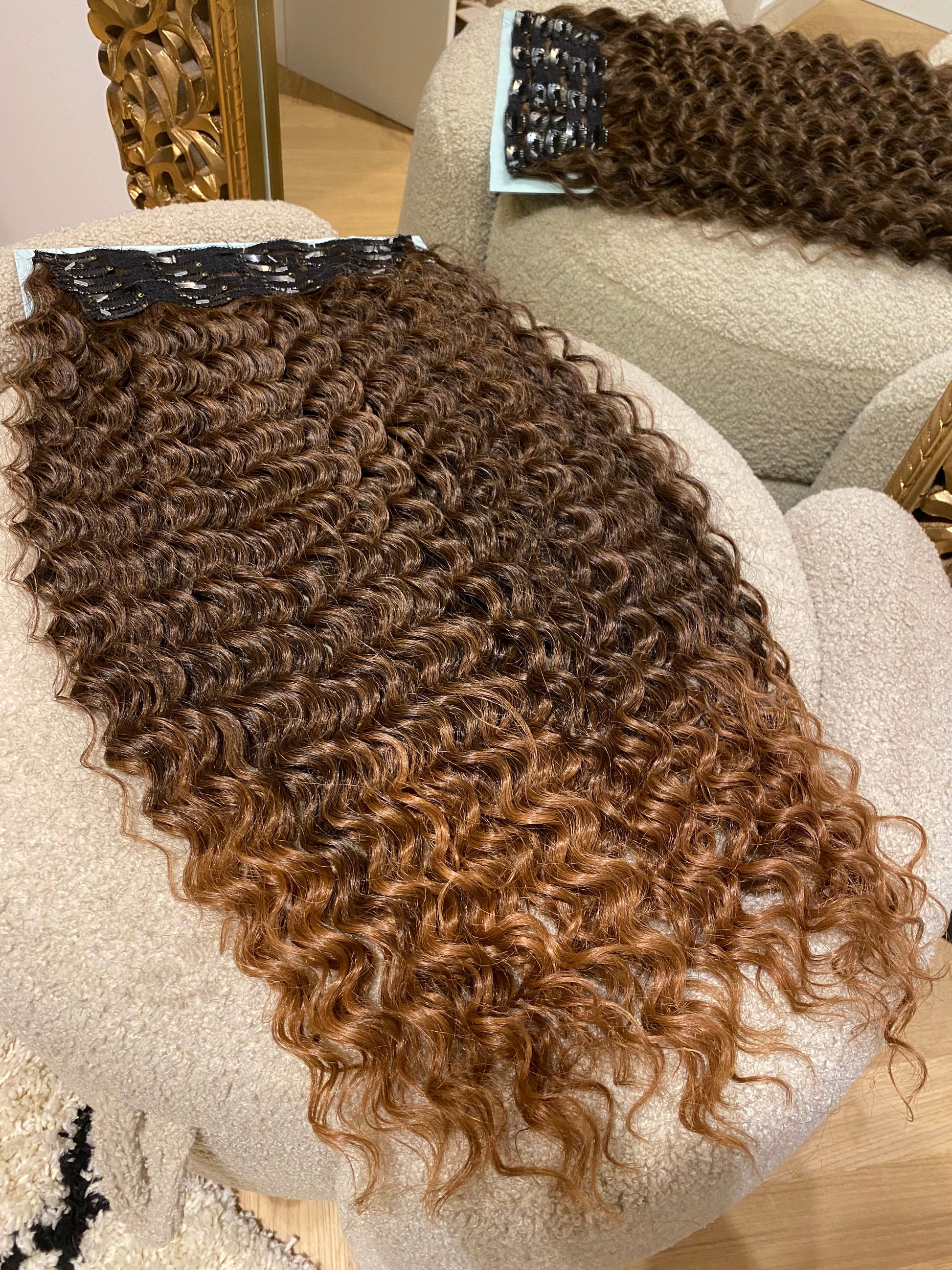Maxi fascia Riccia con clip castano Degradè T1b/30