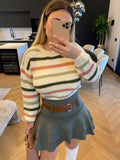 Maglione a righe verde rosa