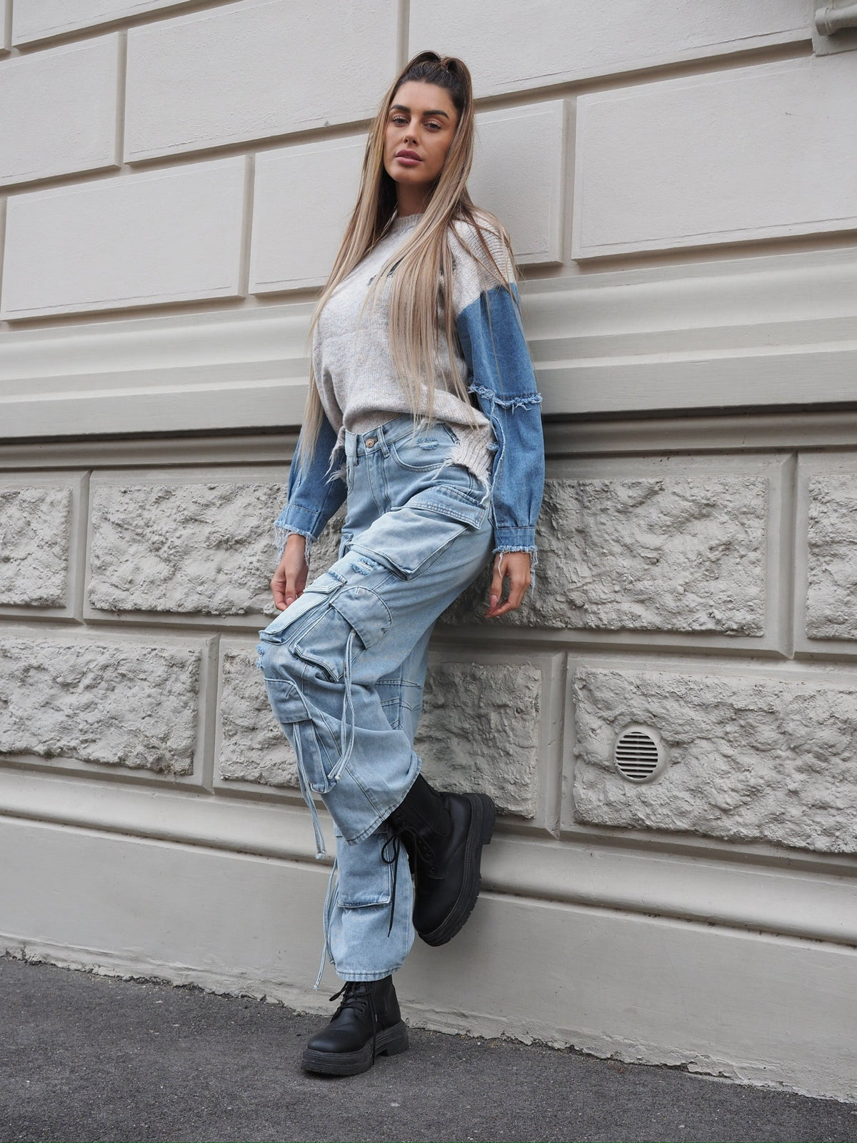 Cargo maxi con tasconi jeans