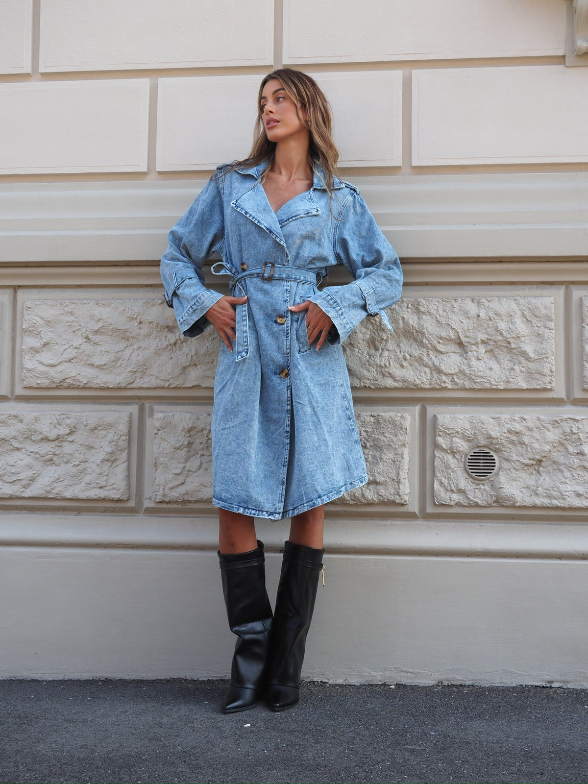 Trench lungo in jeans