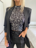 Top con paillettes nero silver