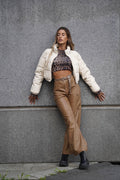 Piumino bomber beige