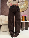 Jeans maculato con strass