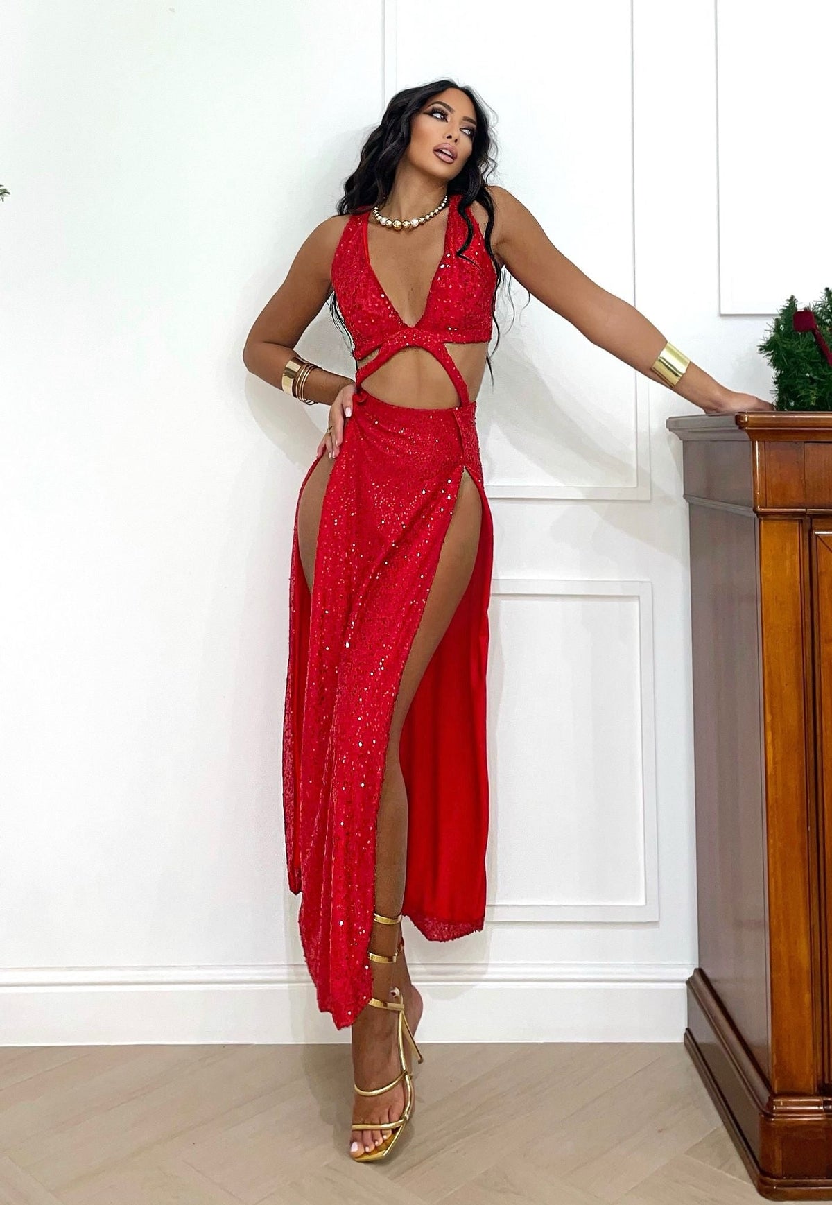 Abito con paillettes rosso sensual