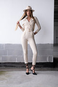 Tuta beige con cintura