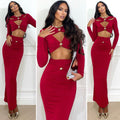 Completo top e gonna rosso con dettaglio oro