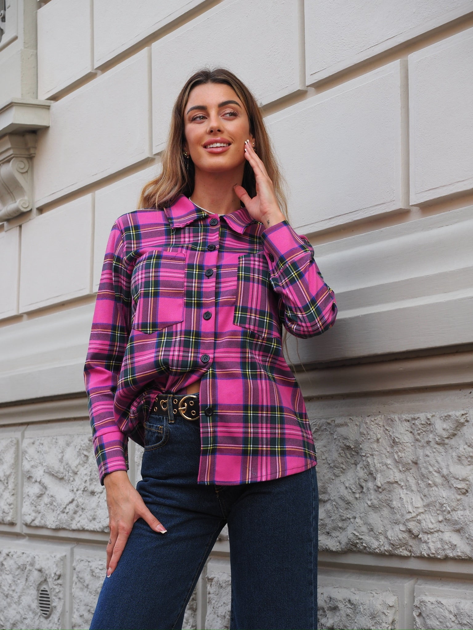 Camicia check Fuxia