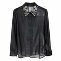 Camicia in velo con strass sul collo