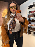 Foulard con dettaglio marrone