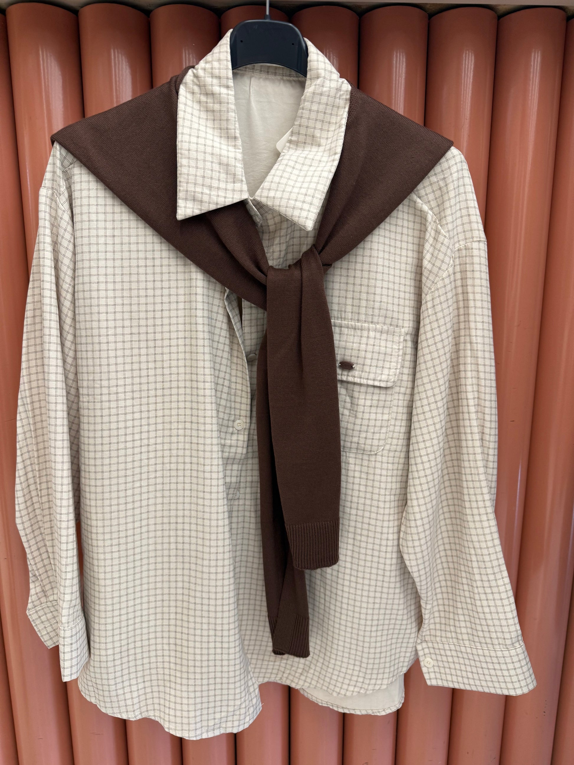 Camicia con cardigan choco