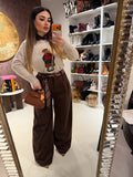 Pantalone in camoscio con cintura in vita