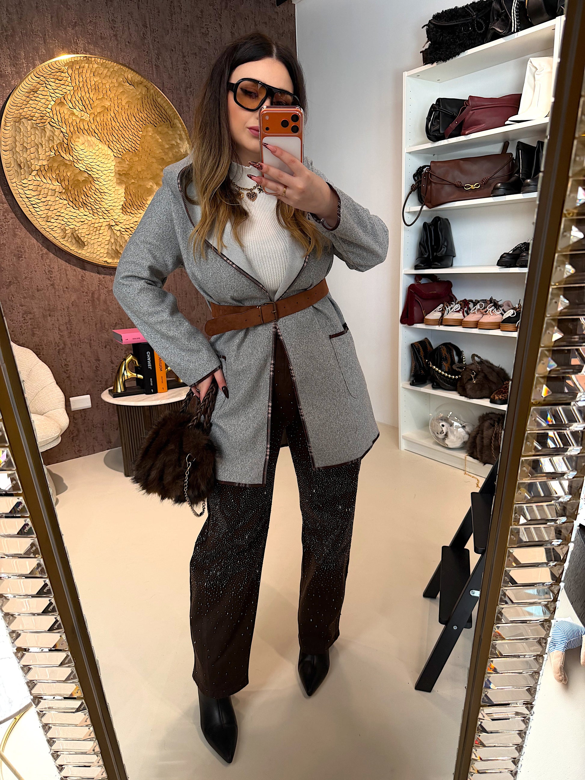 Pantalone con strass choco