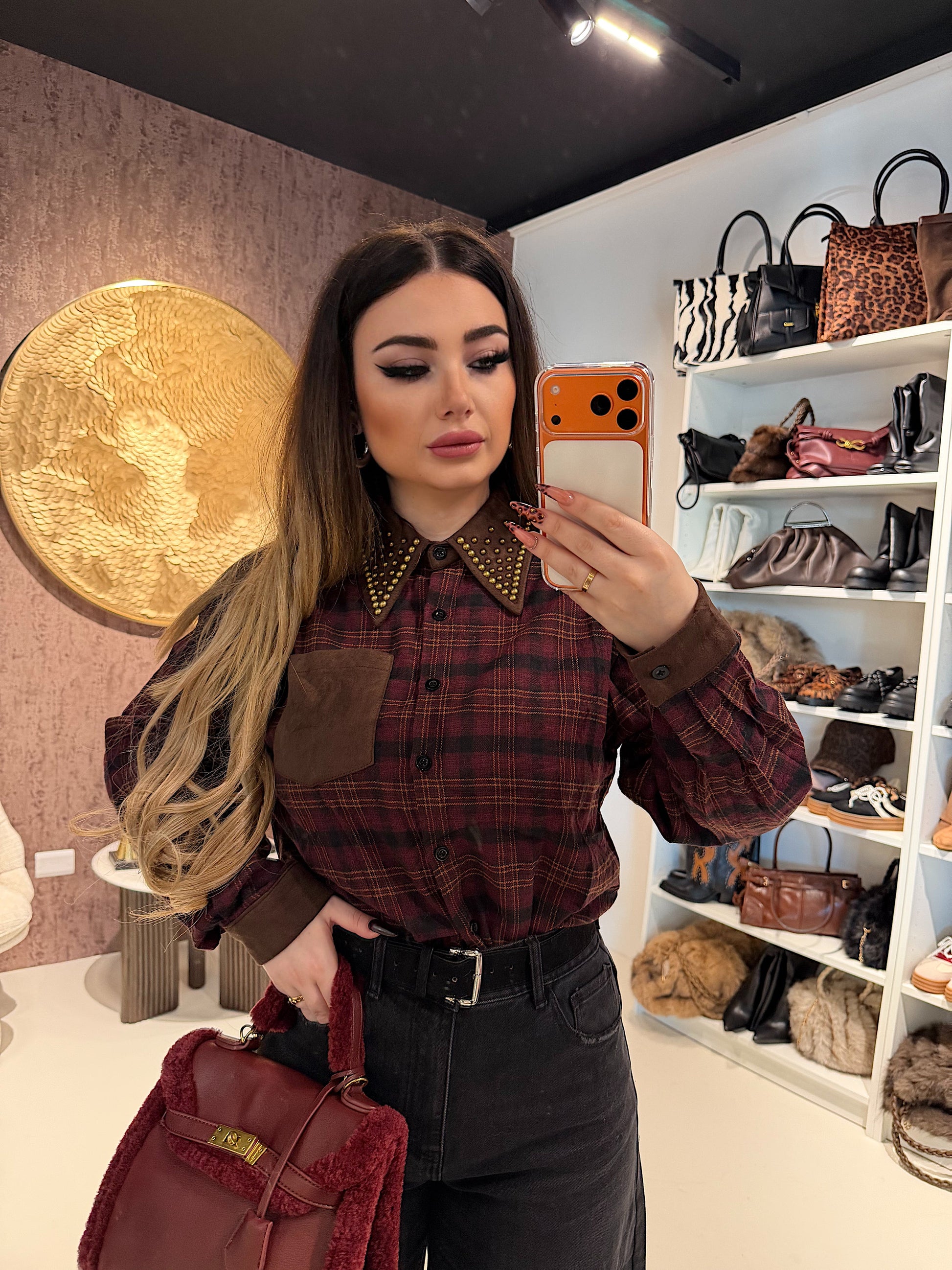 Camicia Rockwood a Quadri con Borchie