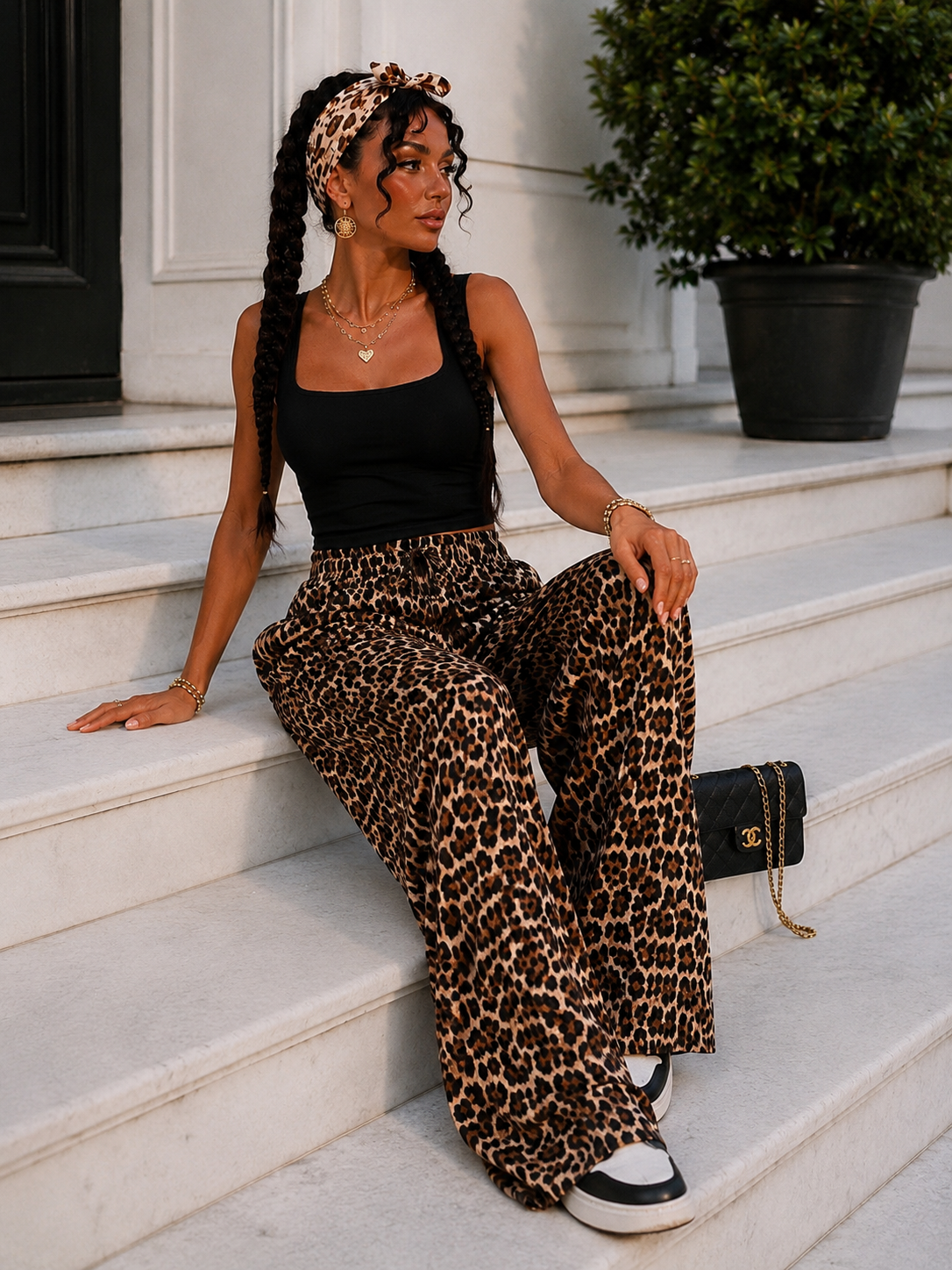 Pantalone Animalier con Elastico