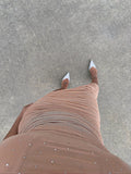 Abito a fascia midi nude con strass