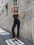 Pantaloni a vita alta con bottoni