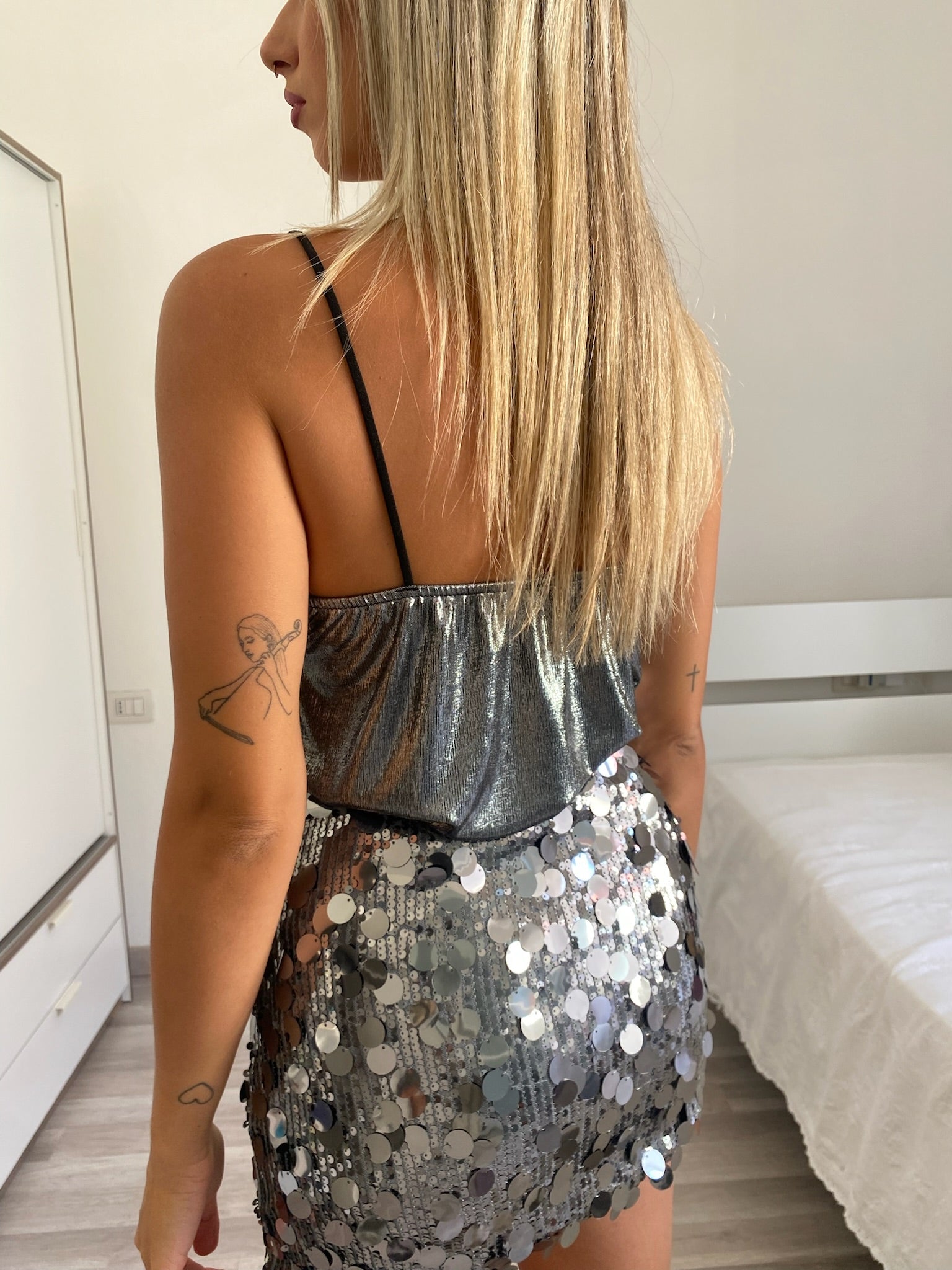 Top con scollo silver