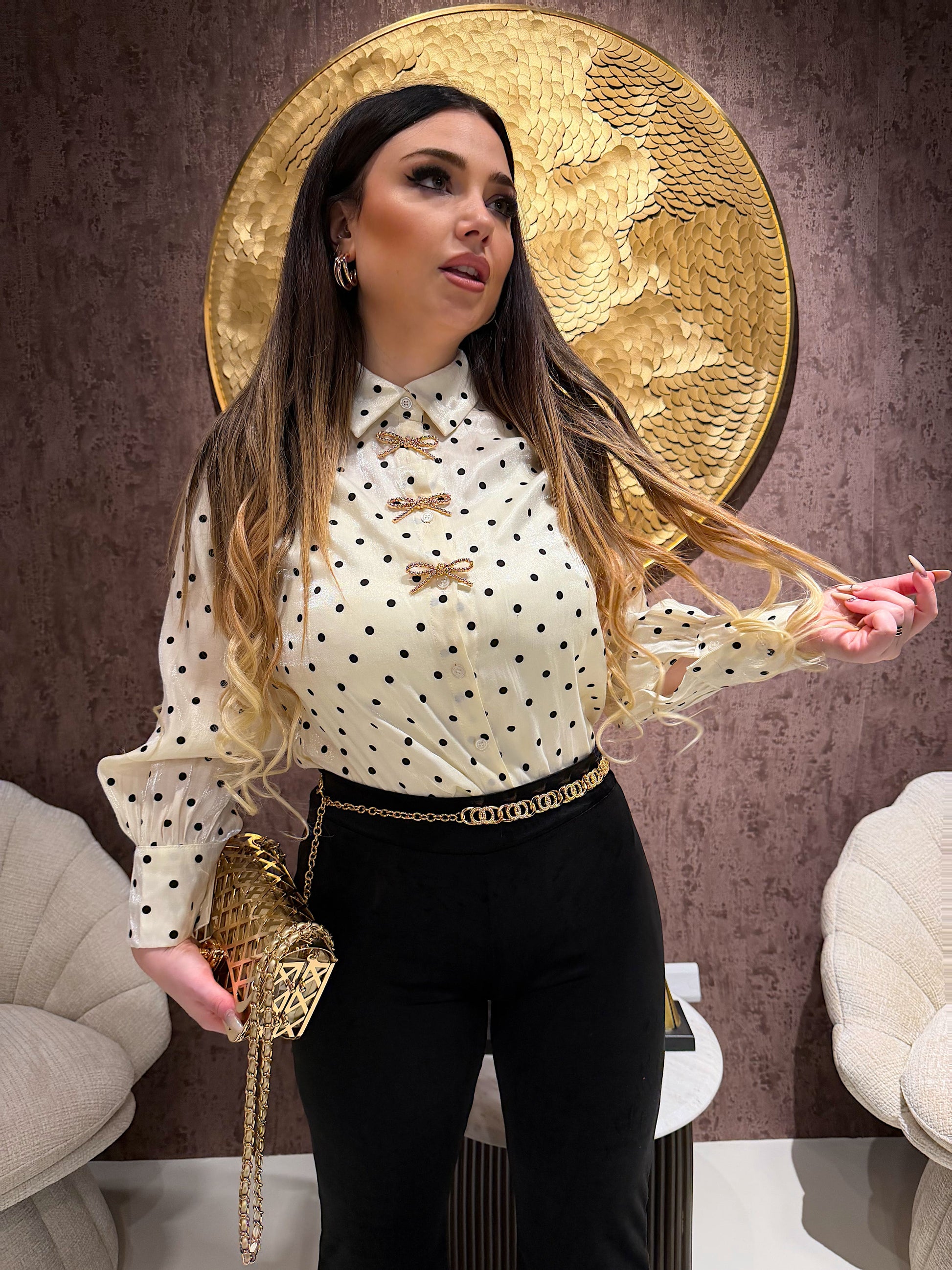 Camicia a Pois con Fiocchi Gioiello