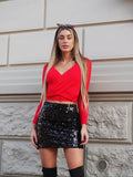 Gonna con paillettes nera