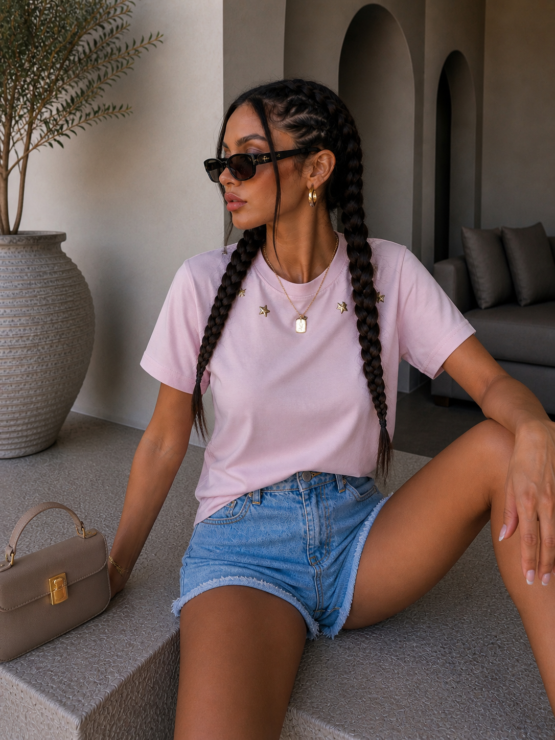 T-Shirt Star Neck Rosa