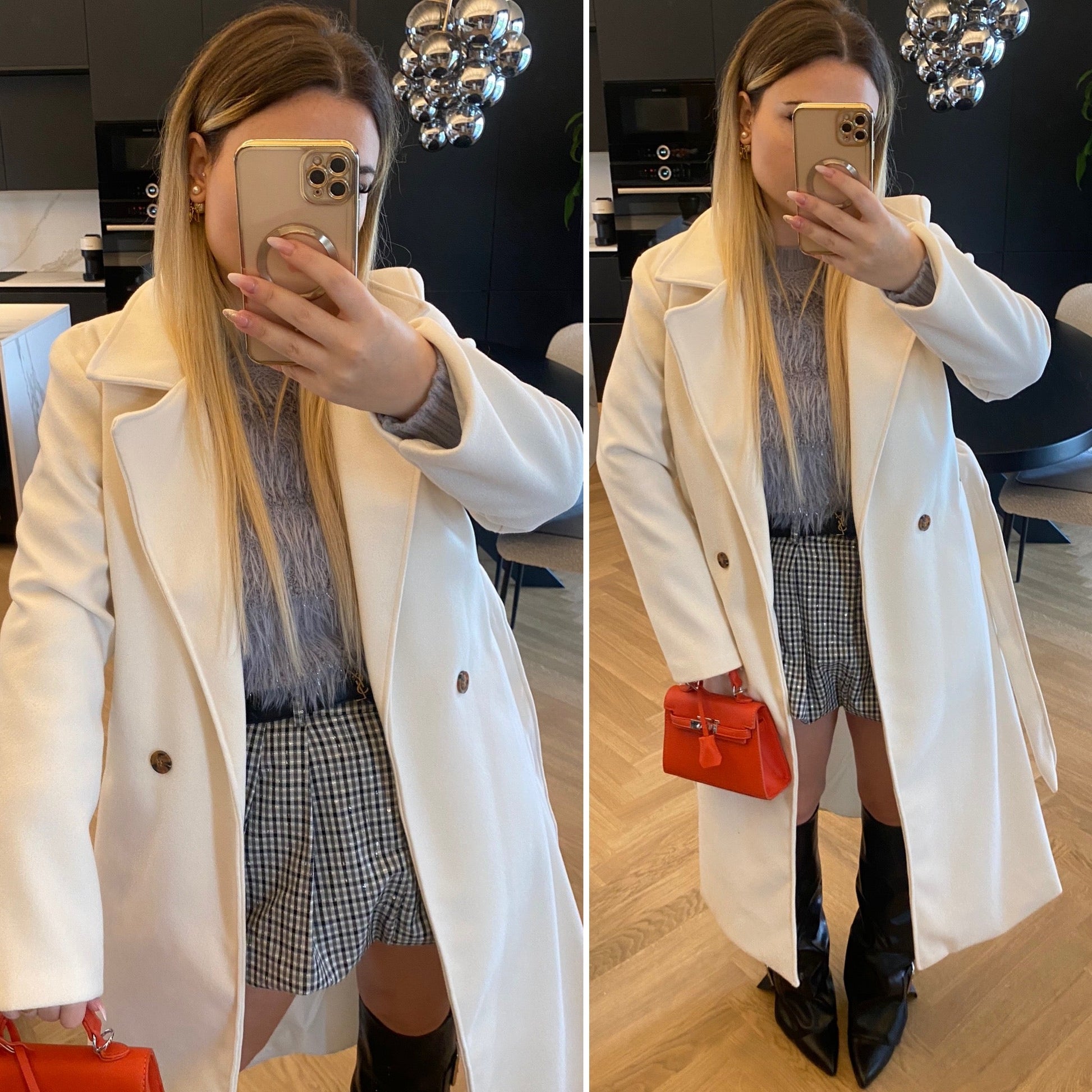 Cappotto lungo panna