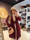 Cappotto con frange e fiocco 3 colori