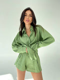 Set due pezzi camicia e short pistacchio