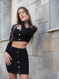 Completo top e gonna con cuori Nero