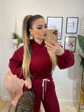 Set tuta sportiva felpa e pantatuta burgundy