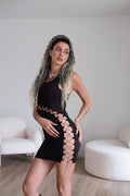 Coda #t1b-613 riccia con Coulisse Nero/Platino Degradè