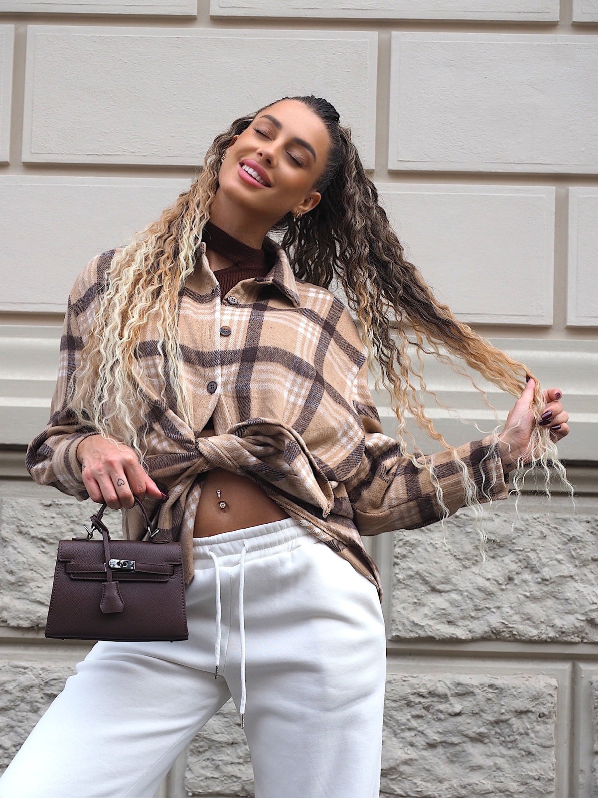Giaccone in tweed Camel