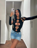 Body con spacchi nero