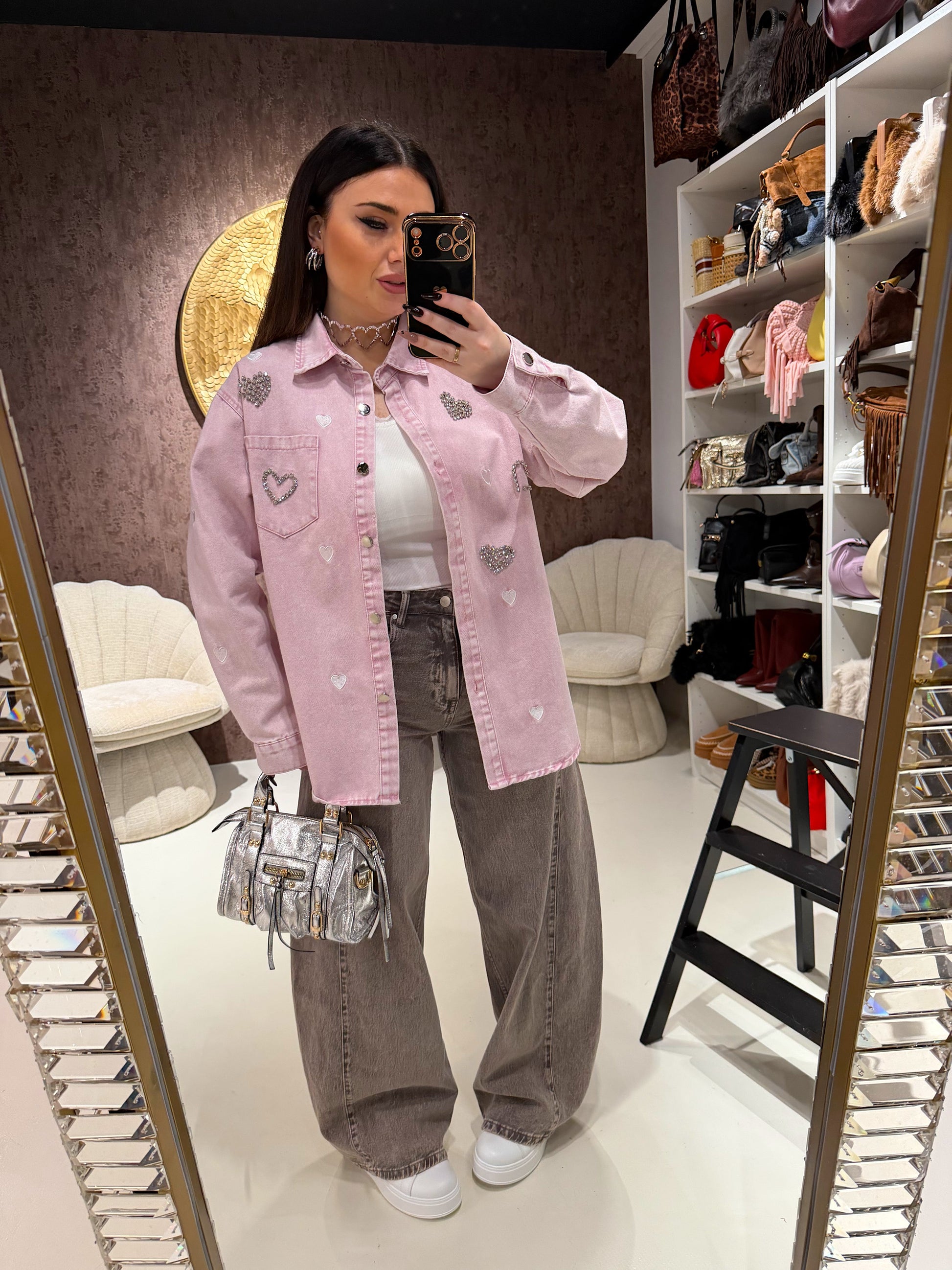 Camicia Denim Rose Hearts