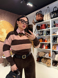 Maglione a righe Rosa brown
