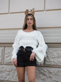 Maglione bianco con frange