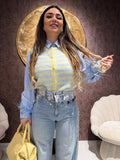 Gilet a righe con bottoni cuore