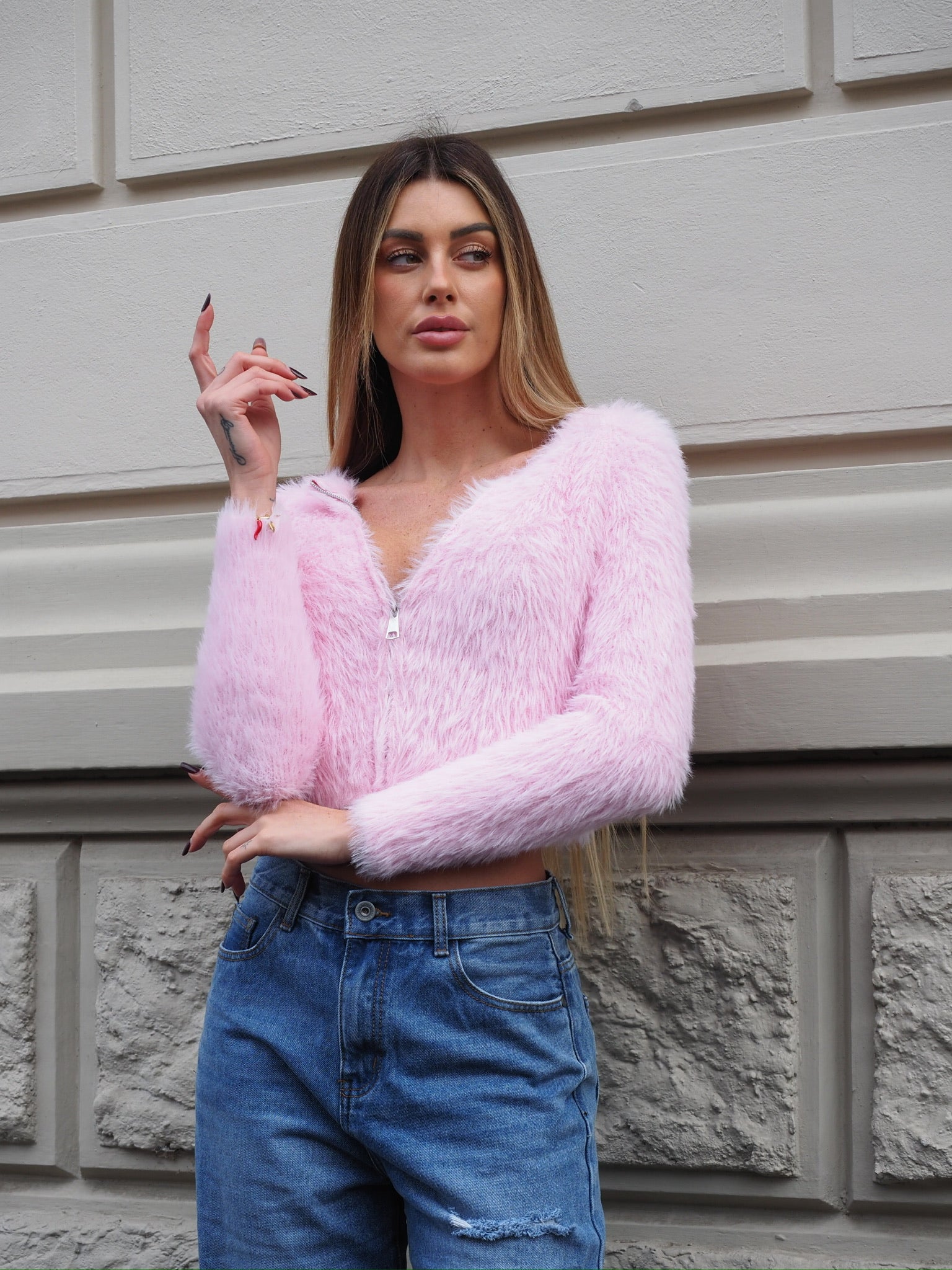 Cardigan morbidissimo rosa pastello