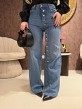 Jeans Button Chic Wide Leg