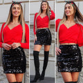 Gonna con paillettes nera