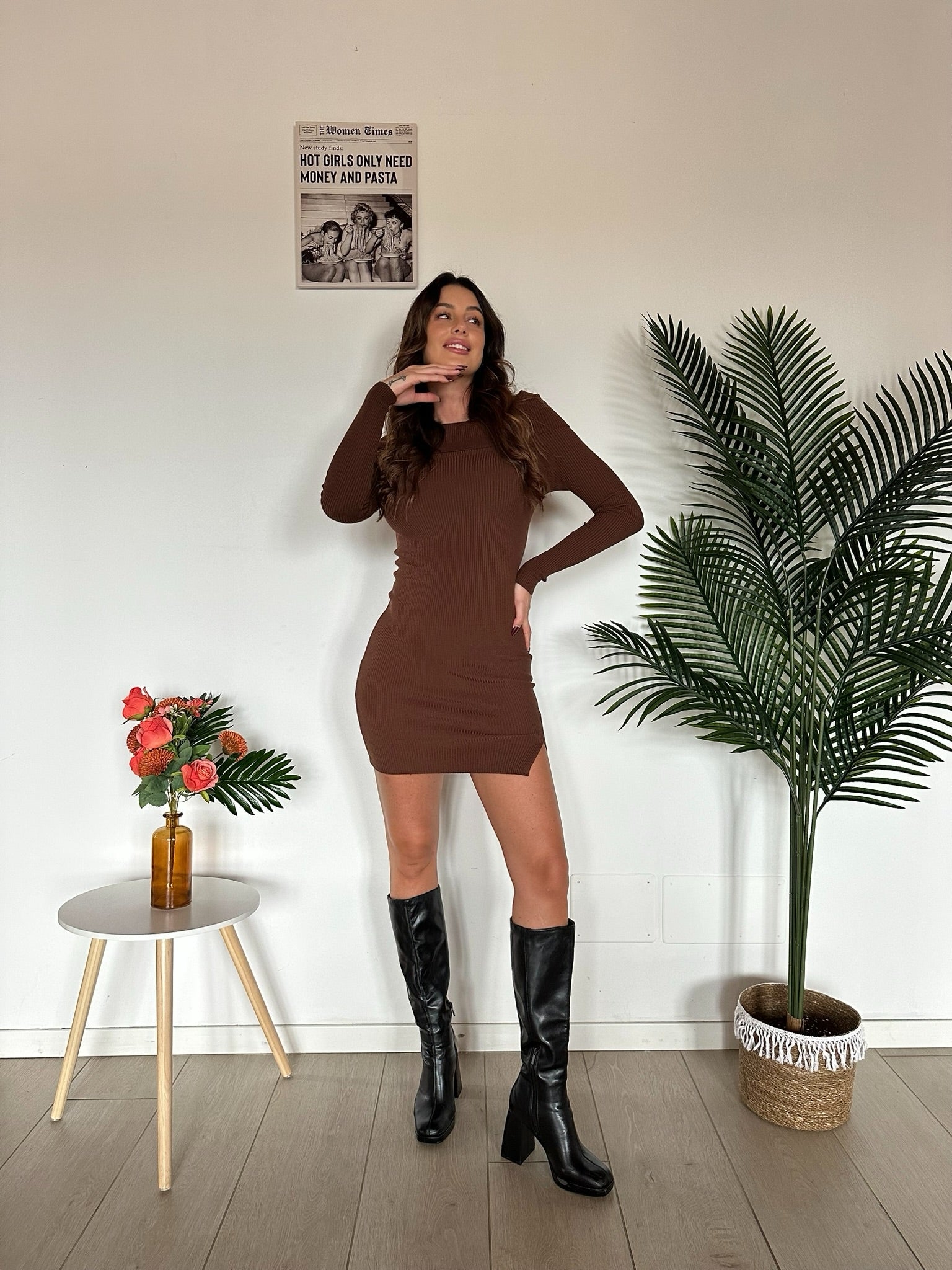 Abito in maglia choco scollo a barca