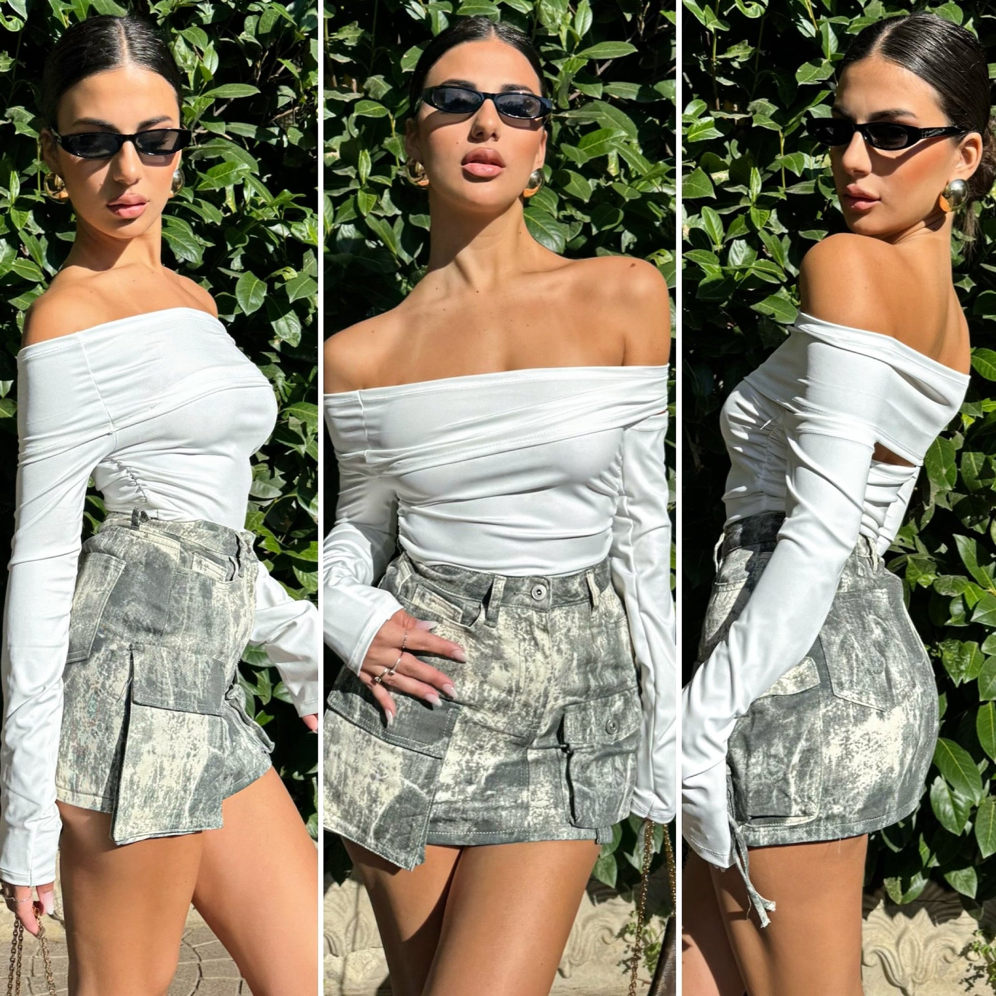 Top bianco scollo a barca