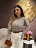Maglione con perline e strass