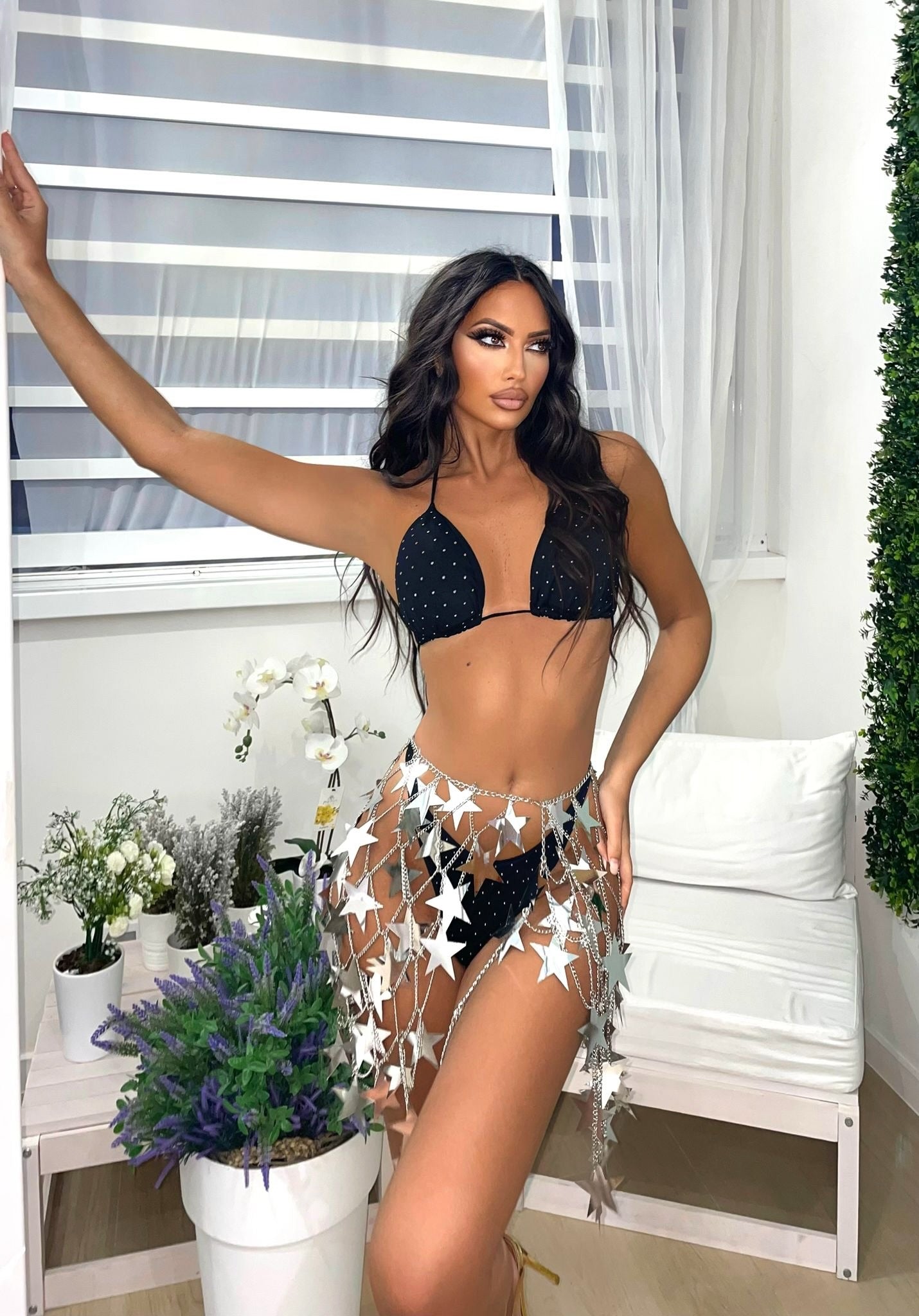 Bikini nero con brillantini